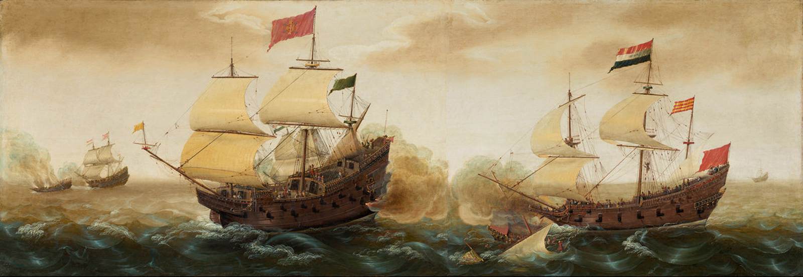 Naval Encounter between Dutch and Spanish Warships