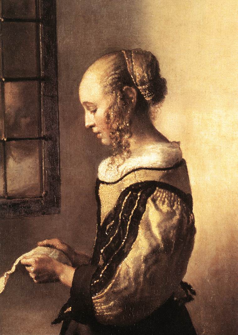 Girl Reading a Letter at an Open Window (detail)