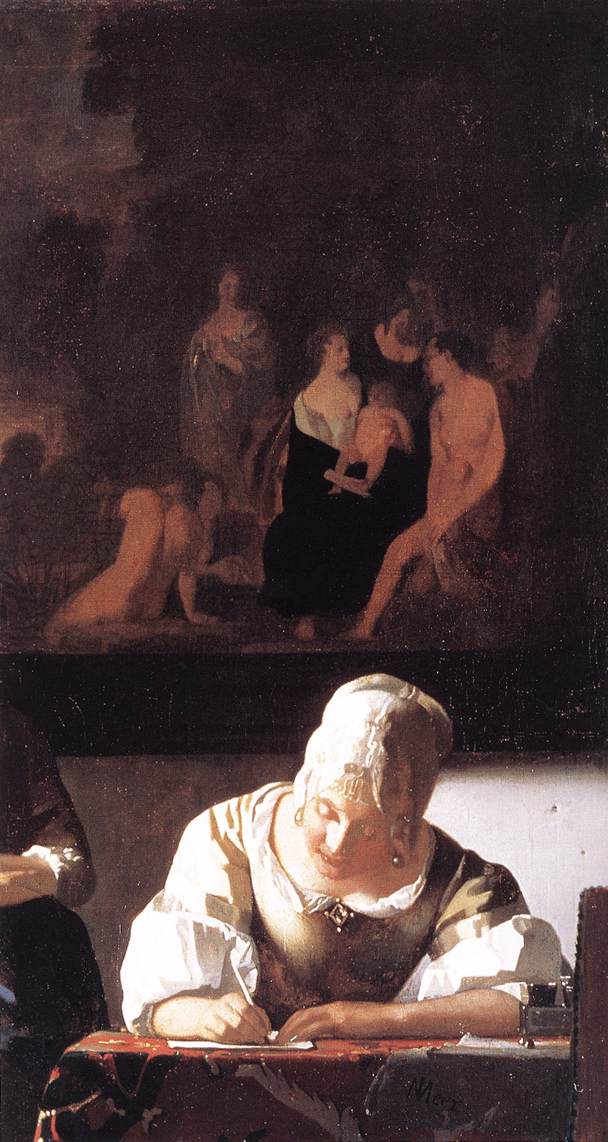 Lady Writing a Letter with Her Maid (detail)