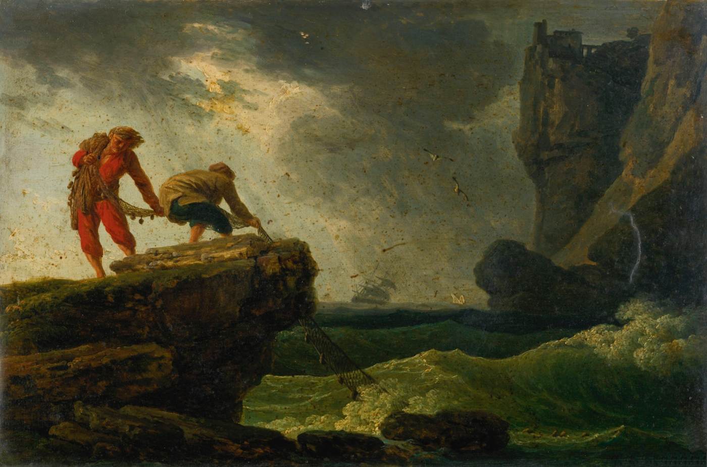 Coastal Landscape with Fishermen Hauling in their Nets