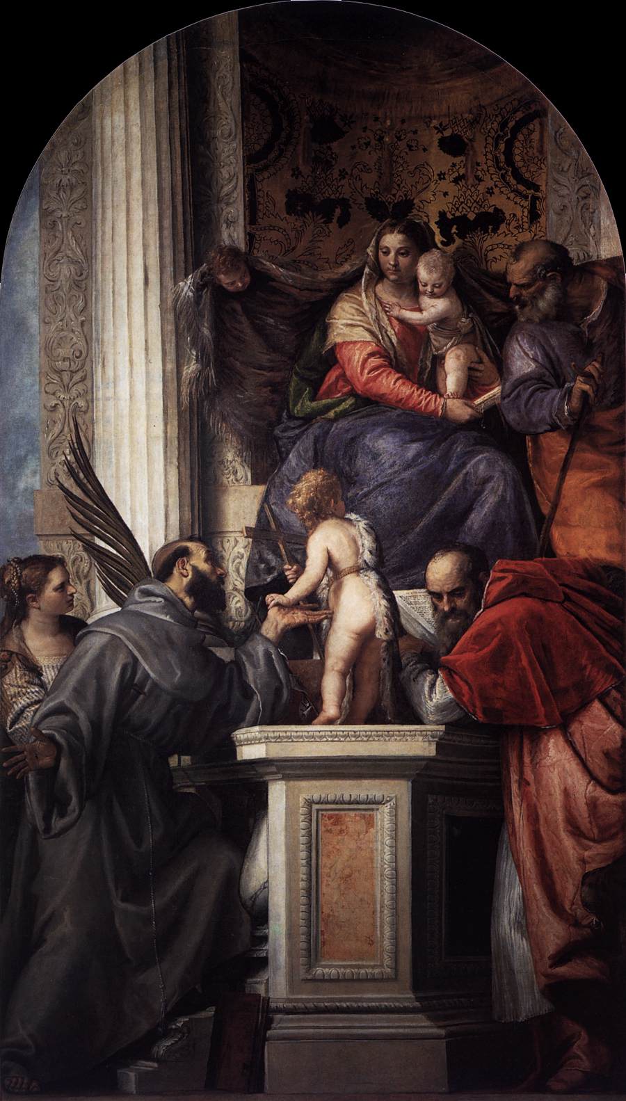 Enthroned Madonna and Child, with the Infant St John the Baptist and Saints