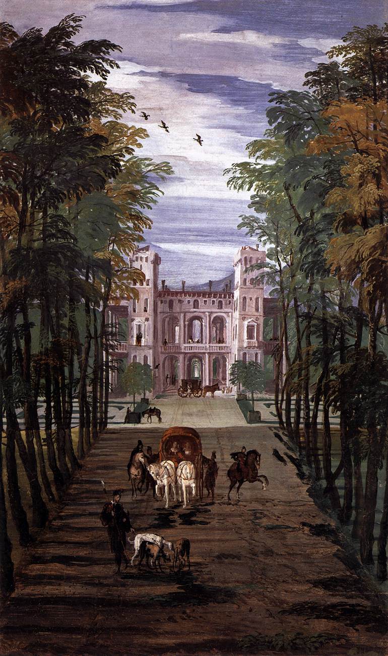 Landscape with Villa and Carriages (detail)