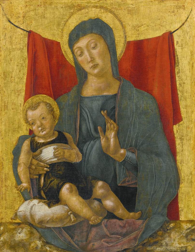 Madonna and Child before a Red Curtain