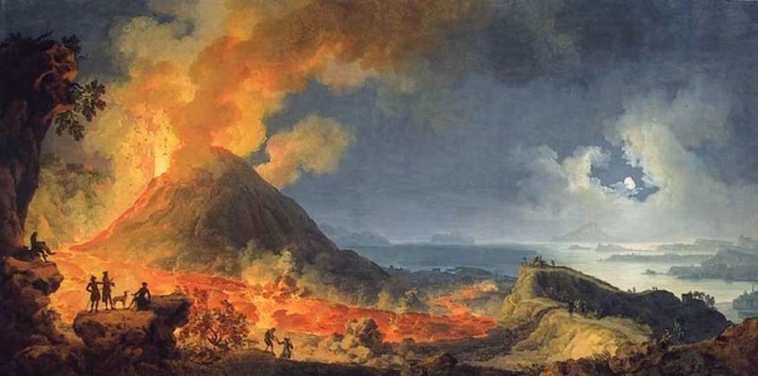 Eruption of Vesuvius by Moonlight