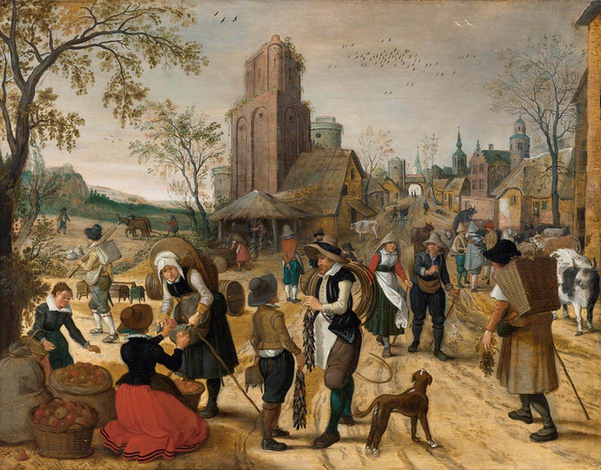 Autumn, Market Scene in the Heart of a Village