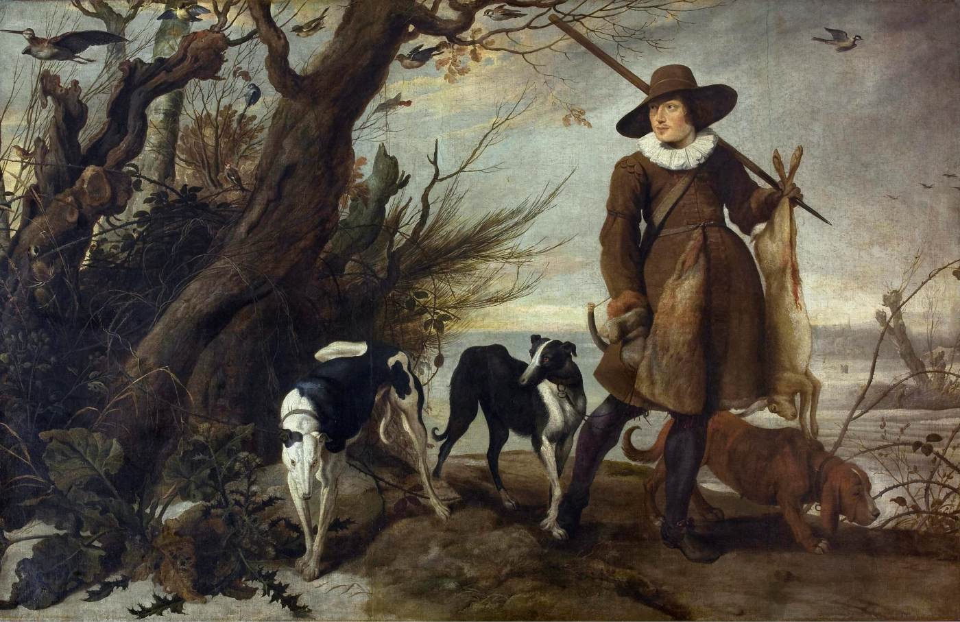 Winter Landscape with Hunter and Dogs
