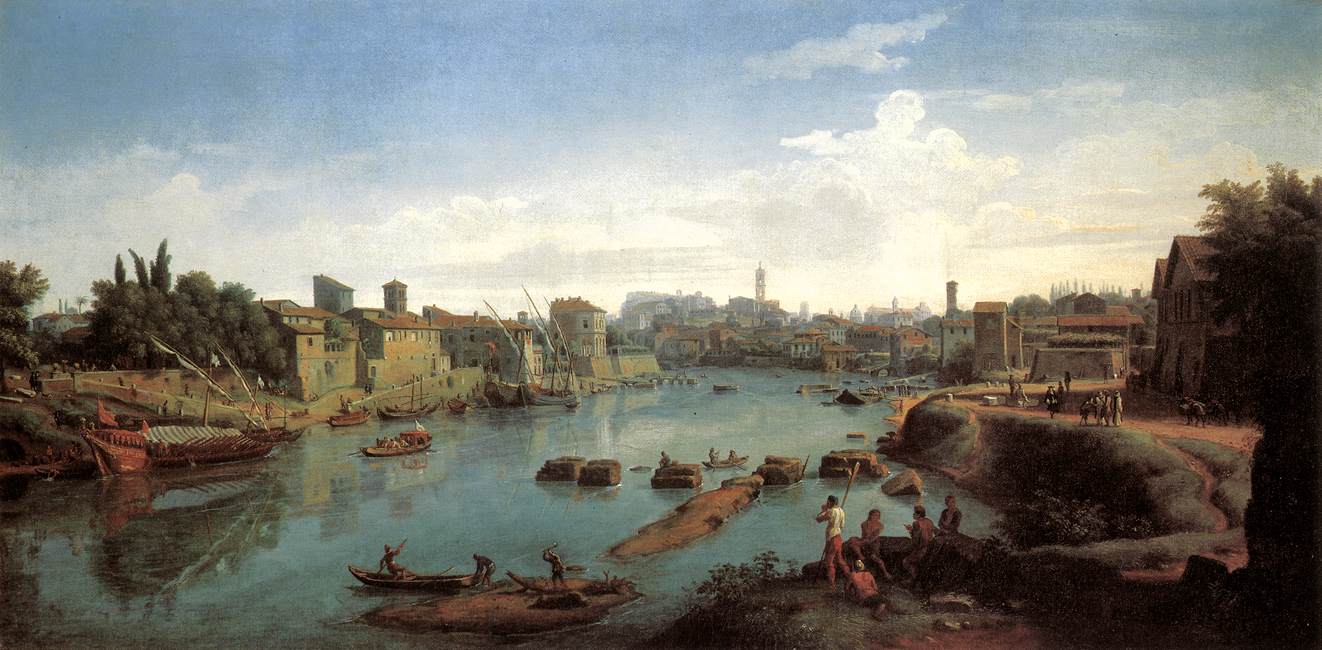 Rome: The Tiber near the Porto di Ripa Grande