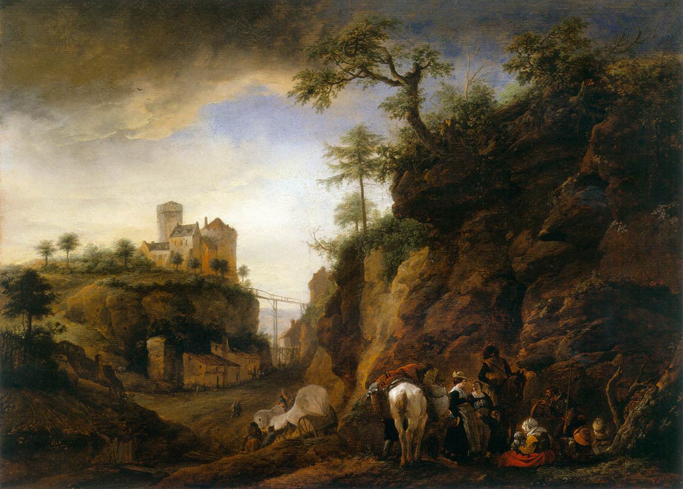 Rocky Landscape with Resting Travellers