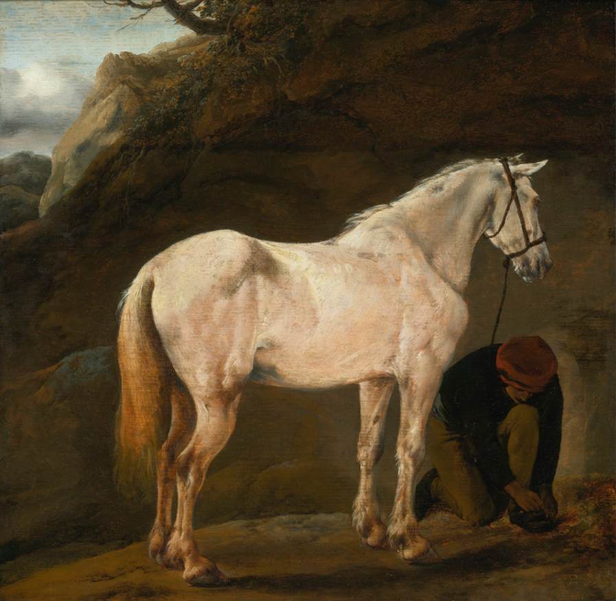 White Horse in a Landscape with a Groom