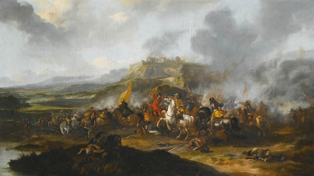 A Cavalry Battle before a Fortified Hill-Town